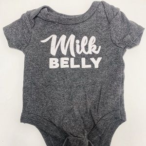 0-3M Milk Belly Felt Letters Graphic Onesie
